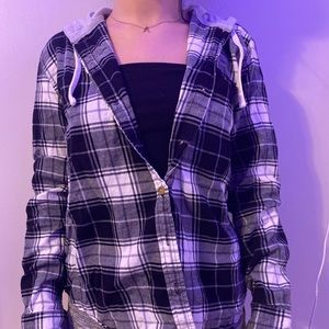 button up hooded flannel